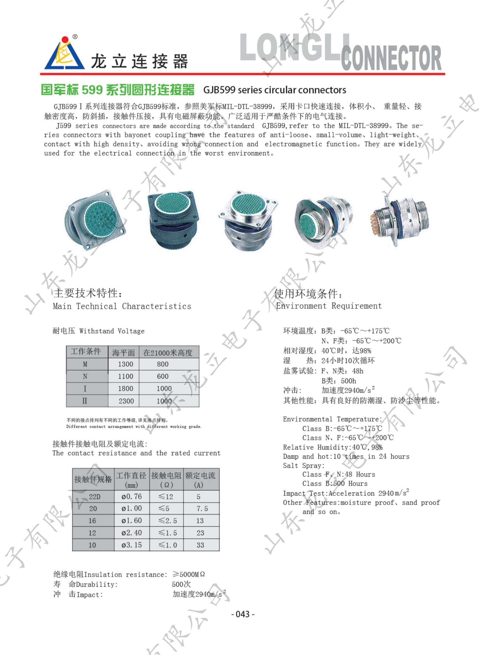 国军标599系列圆形连接器(图1)